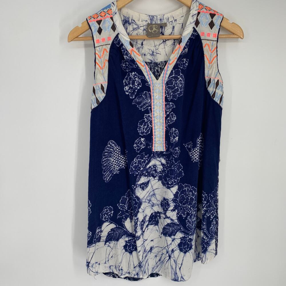 One September Tunic Women’s Small Sequined Birds Bohemian Coastal Cruise